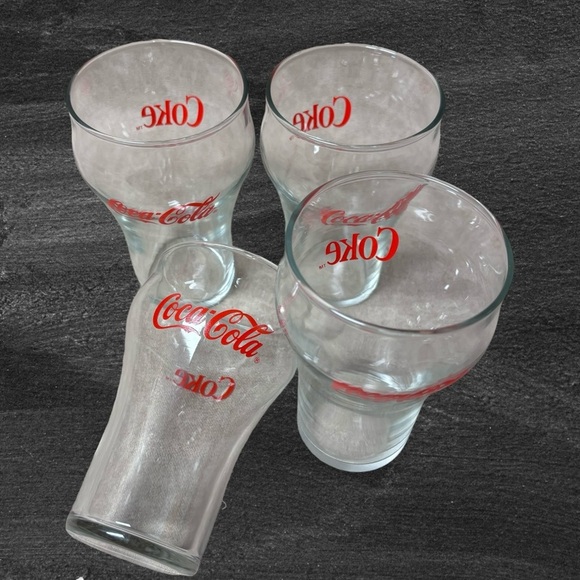 Vintage Set of (4) COKE Clear Glasses - Picture 3 of 4